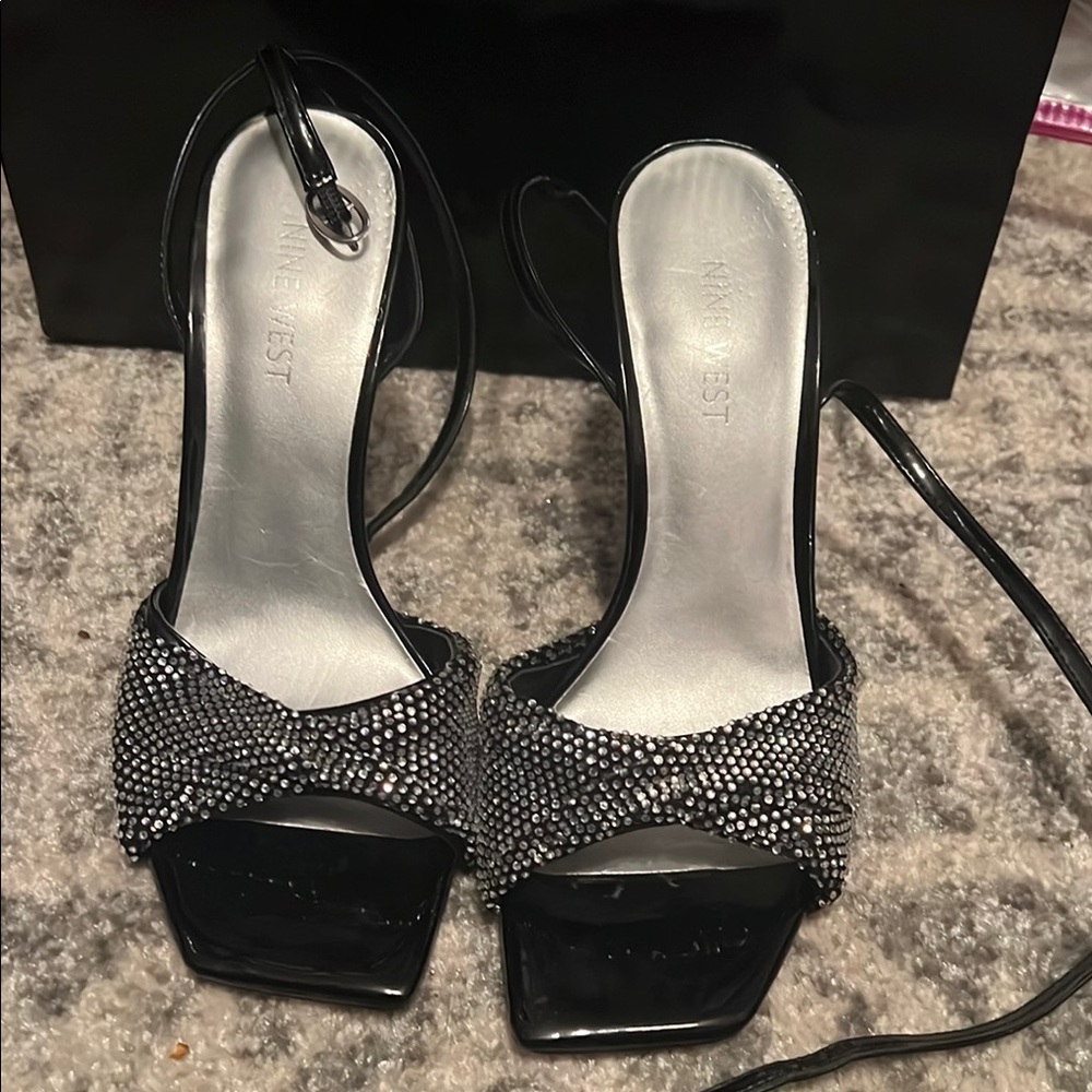 Nine West Black and Silver Stiletto Heels